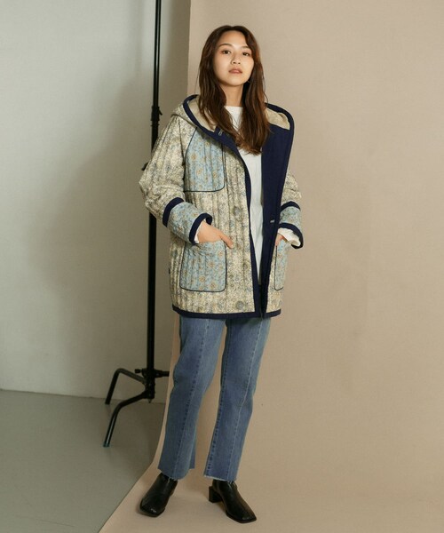 KBF(ケイビーエフ)の「印花絎縫連帽外套(ジャケット/アウター・レディース・淺藍色/黑色・one)」の7枚目の写真