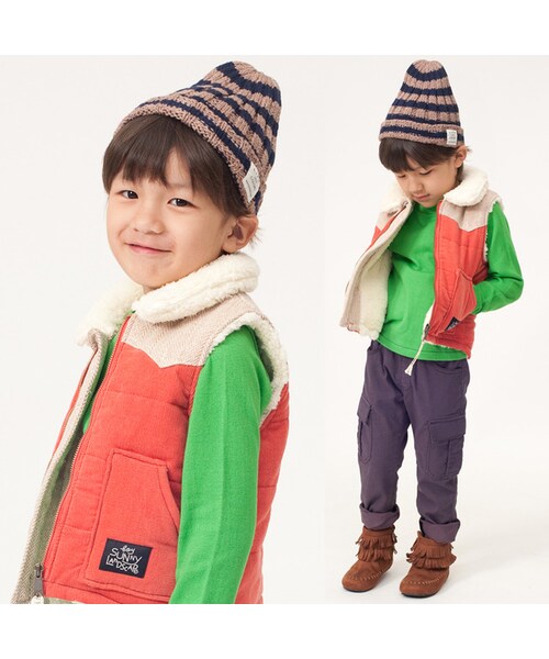 apres les cours（アプレレクール）の「ニットキャップ（帽子・キッズ・ボーダー柄/アイボリー/ネイビーブルー/レッド・48-50/52-54/56-58）」の17枚目の写真