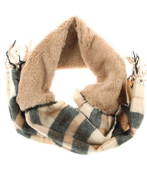 apres les cours（アプレレクール）の「ファー付きストール（ファッション雑貨・キッズ・ベージュ/マスタード・100-120/120-140）」の5枚目の写真