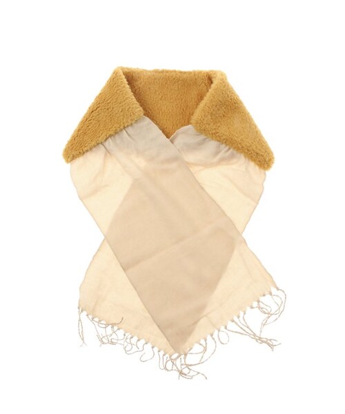 apres les cours（アプレレクール）の「ファー付きストール（ファッション雑貨・キッズ・ベージュ/マスタード・100-120/120-140）」の2枚目の写真