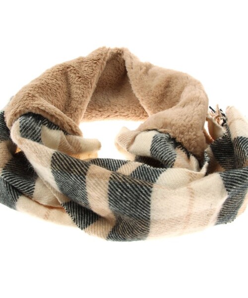 apres les cours（アプレレクール）の「ファー付きストール（ファッション雑貨・キッズ・ベージュ/マスタード・100-120/120-140）」の4枚目の写真