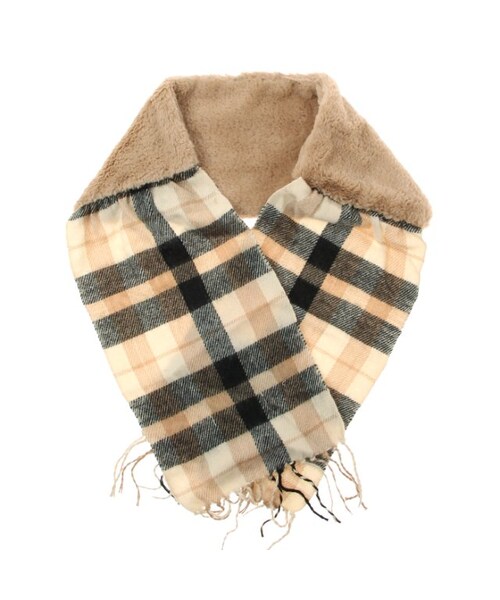 apres les cours（アプレレクール）の「ファー付きストール（ファッション雑貨・キッズ・ベージュ/マスタード・100-120/120-140）」の3枚目の写真