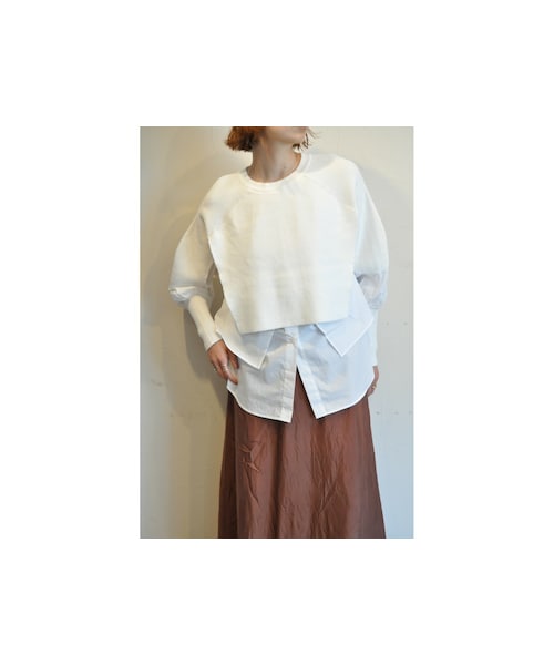 --（--）の「オーバーラップニットシャツ（ニット/セーター・レディース・ブラック/ホワイト・one）」の2枚目の写真