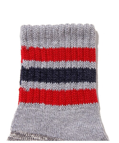 JUNRED（ジュンレッド）の「スラブサンドラインミドルソックス（レッグウェア・メンズ・チャコール/ホワイト/ネイビー・F）」の5枚目の写真