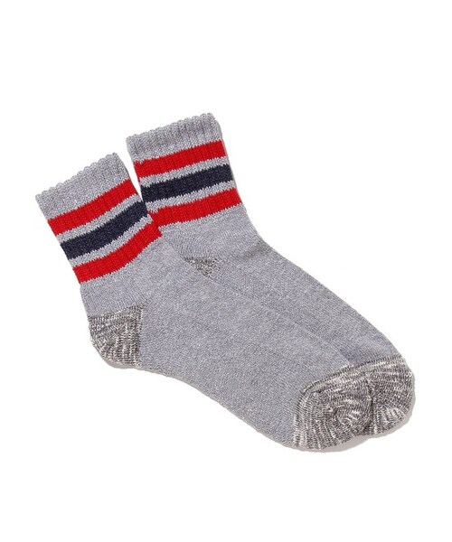 JUNRED（ジュンレッド）の「スラブサンドラインミドルソックス（レッグウェア・メンズ・チャコール/ホワイト/ネイビー・F）」の4枚目の写真