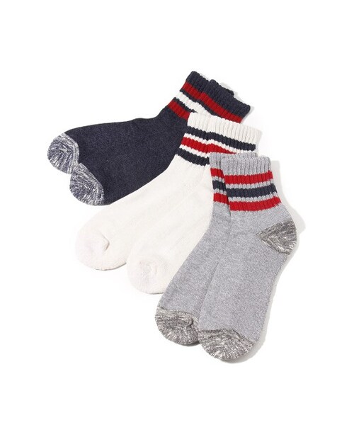 JUNRED（ジュンレッド）の「スラブサンドラインミドルソックス（レッグウェア・メンズ・チャコール/ホワイト/ネイビー・F）」の9枚目の写真