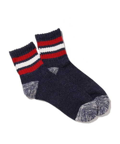 JUNRED（ジュンレッド）の「スラブサンドラインミドルソックス（レッグウェア・メンズ・チャコール/ホワイト/ネイビー・F）」の3枚目の写真