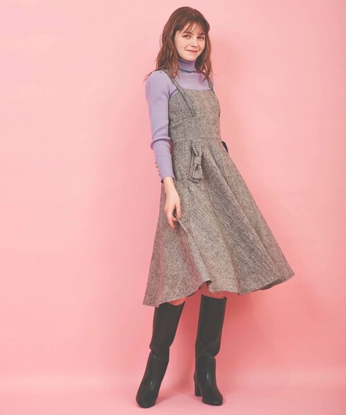 31 Sons de mode（トランテアン　ソン　ドゥ　モード）の「ネップツイードジャンスカ《予約アイテム》（ワンピース/ドレス・レディース・ブラック/ブラウン・36/38）」の3枚目の写真