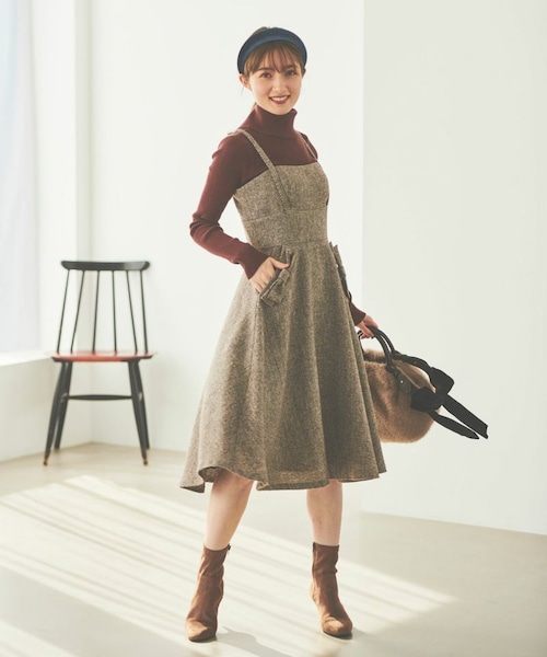 31 Sons de mode（トランテアン　ソン　ドゥ　モード）の「ネップツイードジャンスカ《予約アイテム》（ワンピース/ドレス・レディース・ブラック/ブラウン・36/38）」の5枚目の写真
