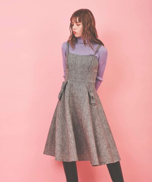 31 Sons de mode（トランテアン　ソン　ドゥ　モード）の「ネップツイードジャンスカ《予約アイテム》（ワンピース/ドレス・レディース・ブラック/ブラウン・36/38）」の4枚目の写真