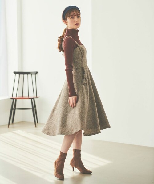 31 Sons de mode（トランテアン　ソン　ドゥ　モード）の「ネップツイードジャンスカ《予約アイテム》（ワンピース/ドレス・レディース・ブラック/ブラウン・36/38）」の6枚目の写真