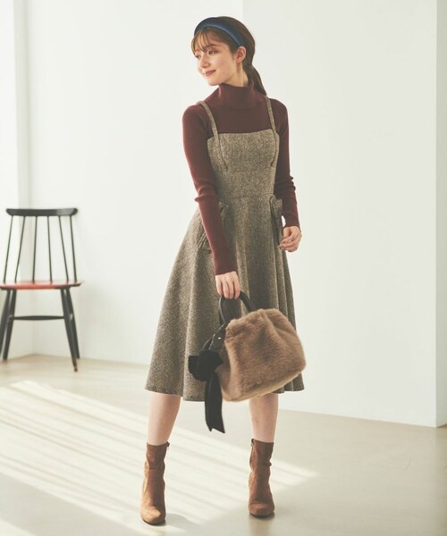 31 Sons de mode（トランテアン　ソン　ドゥ　モード）の「ネップツイードジャンスカ《予約アイテム》（ワンピース/ドレス・レディース・ブラック/ブラウン・36/38）」の7枚目の写真