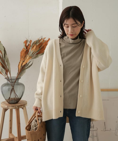 URBAN RESEARCH DOORS（アーバンリサーチドアーズ）の「ハミルトンウールVネックカーディガン（その他・レディース・IVORY/L.GREGE/SMOKE GRN・one）」の9枚目の写真