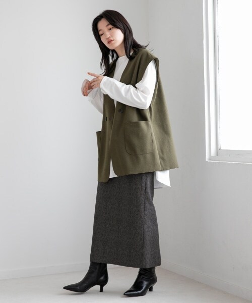 LOWRYS FARM(ローリーズファーム)の「ウールライクベスト(ジャケット/アウター・ベージュ/カーキ・F)」の8枚目の写真