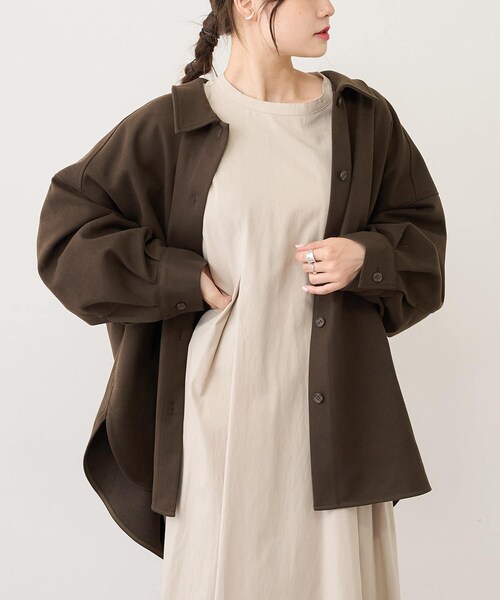 PUAL CE CIN（ピュアルセシン）の「【Du noir】起毛BIGシャツ（シャツ/ブラウス・レディース・ベージュ/カーキ/チャコールグレー・FREE）」の2枚目の写真