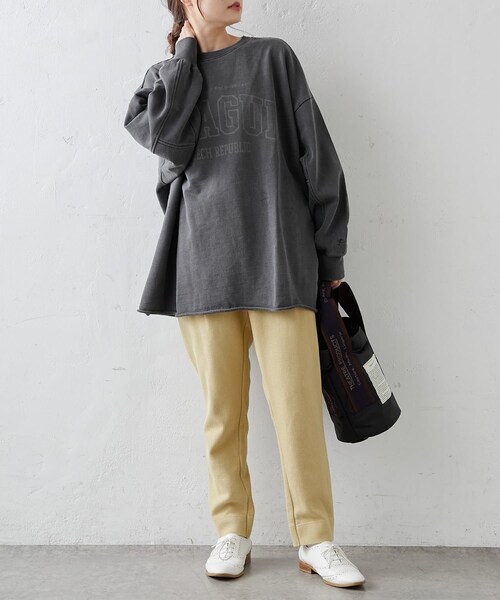 PUAL CE CIN（ピュアルセシン）の「針抜きリブテーパードパンツ（その他パンツ・レディース・ナチュラル/マスタード/ブラウン/ブラック・FREE）」の3枚目の写真