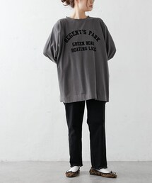 PUAL CE CIN | シルケット風天竺フロッキープリントチュニック(Tシャツ/カットソー)
