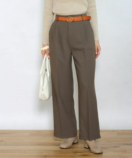 Crisp yours（クリスプユアーズ）の「2タックセンタープレスパンツ[y2k240b]（その他パンツ・レディース・ベージュ/ブラウン/グレー・FREE）」の3枚目の写真