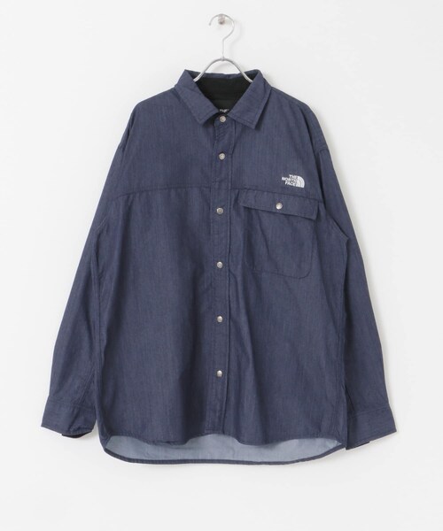 THE NORTH FACE Long-Slee Nylon Denim Nuptse Shirts