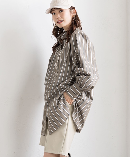 prose verse(プロズヴェール)の「マルチストライプ袖ふわシャツ(シャツ/ブラウス・レディース・マスタード/ブラウン・M)」の2枚目の写真