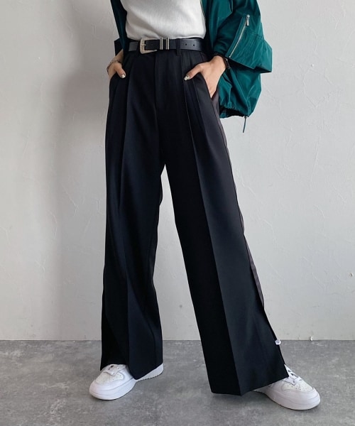 PAGEBOY（ページボーイ）の「ドレスラインワイドパンツ（パンツ・ジラフ/ブラック/チャコール・S/M）」の2枚目の写真