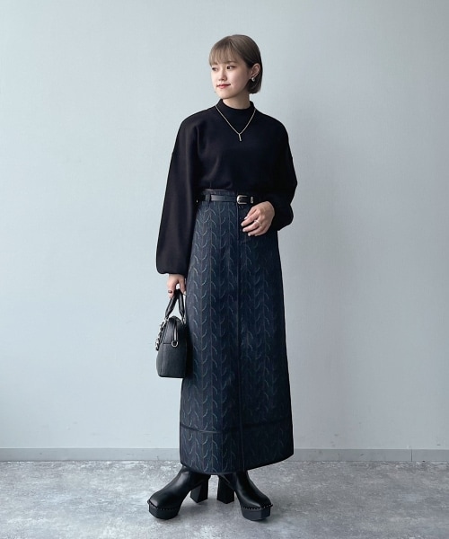 PAGEBOY（ページボーイ）の「ウイングジャガードタイトスカート（スカート・ブラック/ディープグリーン・S/M）」の5枚目の写真