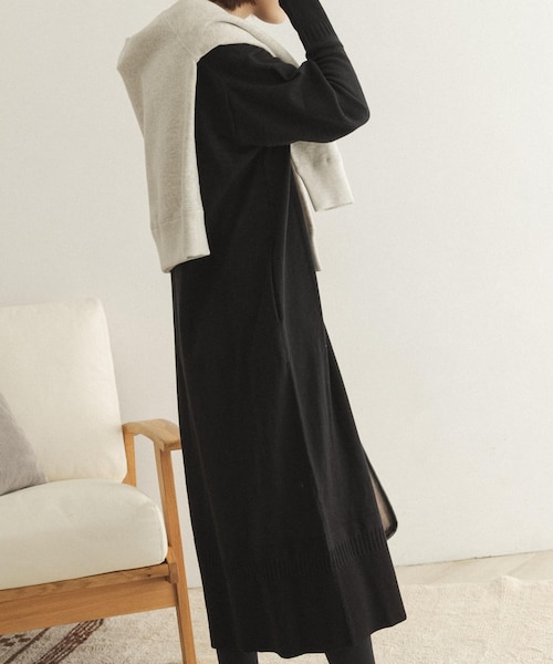 FORK&SPOON（フォークアンドスプーン）の「FORK&SPOON ウーステッドヤーンニットワンピース（その他・レディース・BLUE/BLACK・one）」の4枚目の写真