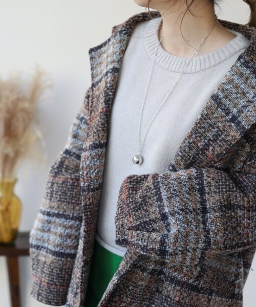 frames RAY CASSIN（フレームスレイカズン）の「【WEB限定】チェックオーバーサイズジャケット（ジャケット/アウター・レディース・ネイビー/ベージュ・FREE）」の3枚目の写真