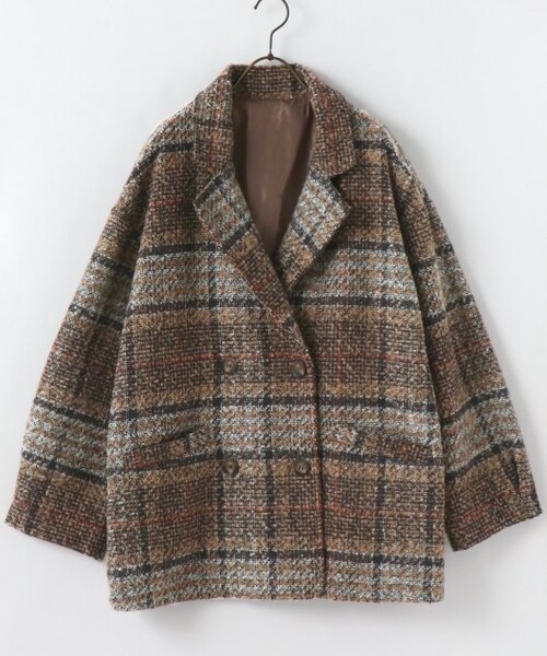 frames RAY CASSIN（フレームスレイカズン）の「【WEB限定】チェックオーバーサイズジャケット（ジャケット/アウター・レディース・ネイビー/ベージュ・FREE）」の12枚目の写真