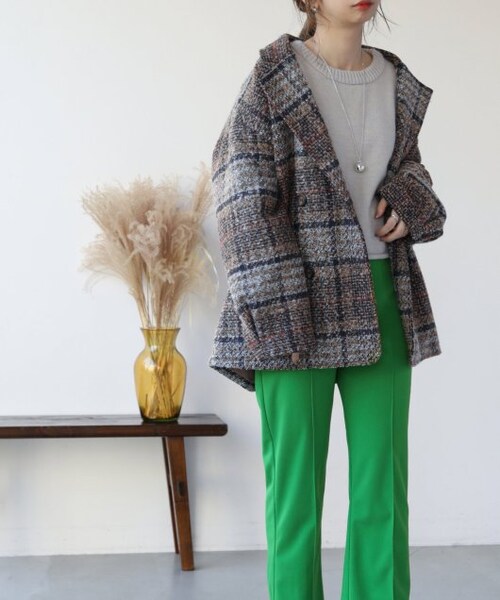 frames RAY CASSIN（フレームスレイカズン）の「【WEB限定】チェックオーバーサイズジャケット（ジャケット/アウター・レディース・ネイビー/ベージュ・FREE）」の4枚目の写真