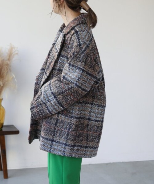 frames RAY CASSIN（フレームスレイカズン）の「【WEB限定】チェックオーバーサイズジャケット（ジャケット/アウター・レディース・ネイビー/ベージュ・FREE）」の8枚目の写真