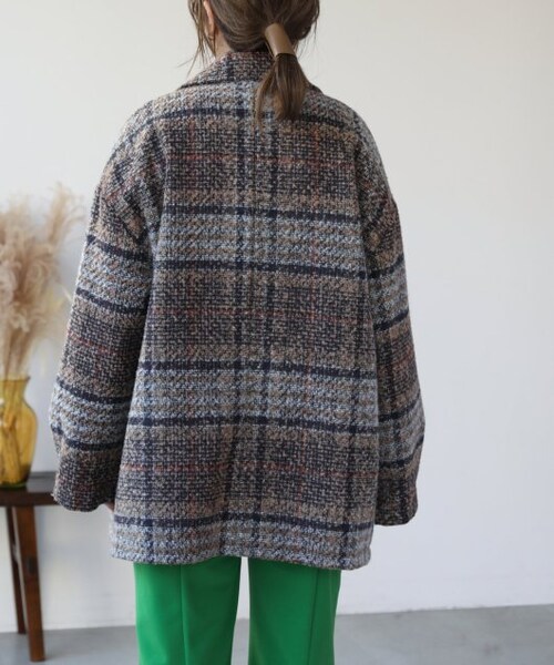 frames RAY CASSIN（フレームスレイカズン）の「【WEB限定】チェックオーバーサイズジャケット（ジャケット/アウター・レディース・ネイビー/ベージュ・FREE）」の9枚目の写真