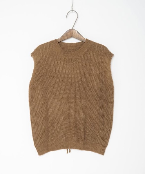 Crisp yours（クリスプユアーズ）の「バックレースアップニットベスト[y1k242]（ベスト・レディース・ブラウン/アイボリー・FREE）」の4枚目の写真