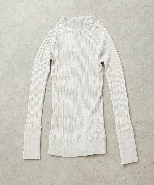 PUAL CE CIN(ピュアルセシン)の「【Du noir】綿針抜きリブプルオーバー(Tシャツ/カットソー・レディース・その他1/その他2/トップグレー/ブラック・FREE)」の3枚目の写真