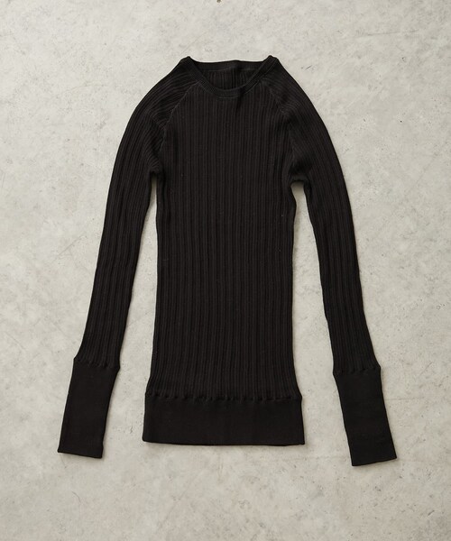 PUAL CE CIN(ピュアルセシン)の「【Du noir】綿針抜きリブプルオーバー(Tシャツ/カットソー・レディース・その他1/その他2/トップグレー/ブラック・FREE)」の2枚目の写真