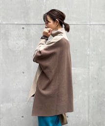 DouDou | バイカラーポンチョニット(ニット/セーター)