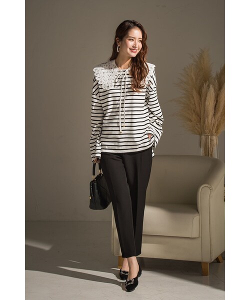 VICKY（ビッキー）の「【＋6%POINT UP】ダブルクロスプレスパンツ（パンツ・レディース・レッド/ホワイト/ブラック/ブルー/イエロー/キャメル・S/M）」の10枚目の写真