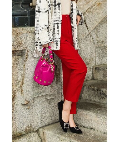 VICKY（ビッキー）の「【＋6%POINT UP】ダブルクロスプレスパンツ（パンツ・レディース・レッド/ホワイト/ブラック/ブルー/イエロー/キャメル・S/M）」の2枚目の写真