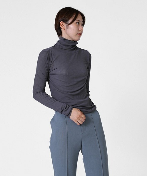 Graphpaper(グラフペーパー)の「Narrow Rib High Neck(Tシャツ/カットソー・レディース・グレー・フリーサイズ)」の1枚目の写真