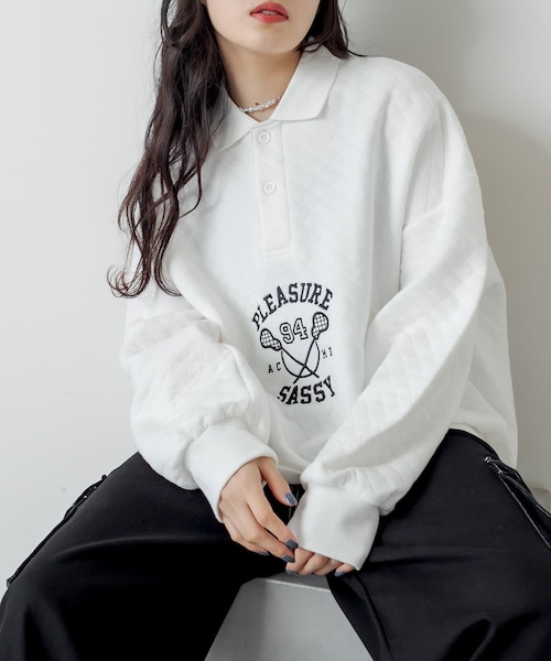 RASVOA（ラスボア）の「キルティング刺?スウェット（Tシャツ/カットソー・レディース・オフホワイト/ブラック・F）」の2枚目の写真