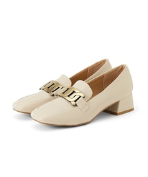 GRL | スクエアトゥフレアヒールチェーンレザーローファー(ローファー)