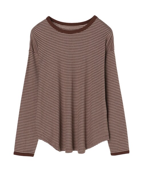 Green　Parks（グリーンパークス）の「マルチボーダーリブプルオーバー（トップス・ブラウン/イエロー/ネイビー・F）」の12枚目の写真