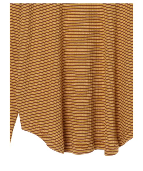 Green　Parks（グリーンパークス）の「マルチボーダーリブプルオーバー（トップス・ブラウン/イエロー/ネイビー・F）」の6枚目の写真