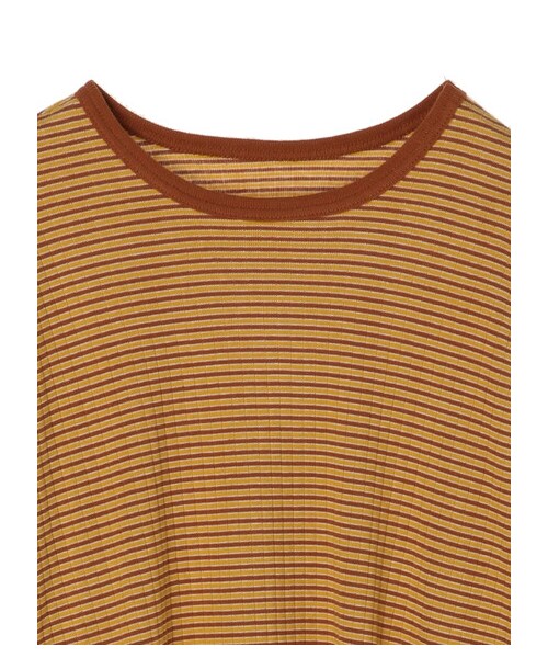 Green　Parks（グリーンパークス）の「マルチボーダーリブプルオーバー（トップス・ブラウン/イエロー/ネイビー・F）」の4枚目の写真