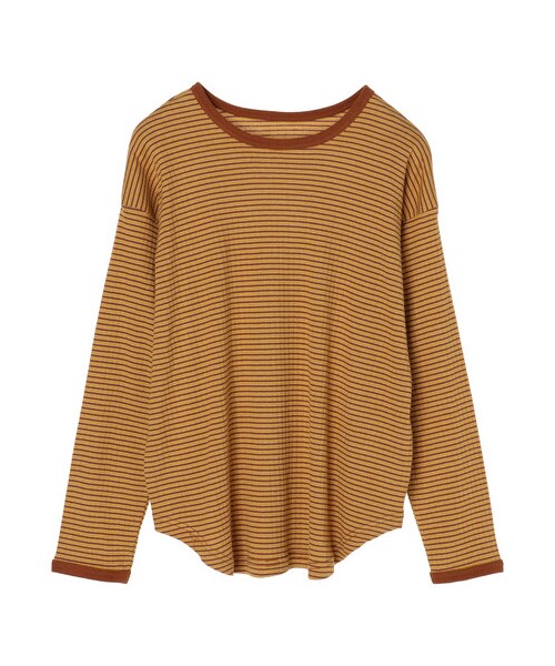 Green　Parks（グリーンパークス）の「マルチボーダーリブプルオーバー（トップス・ブラウン/イエロー/ネイビー・F）」の2枚目の写真