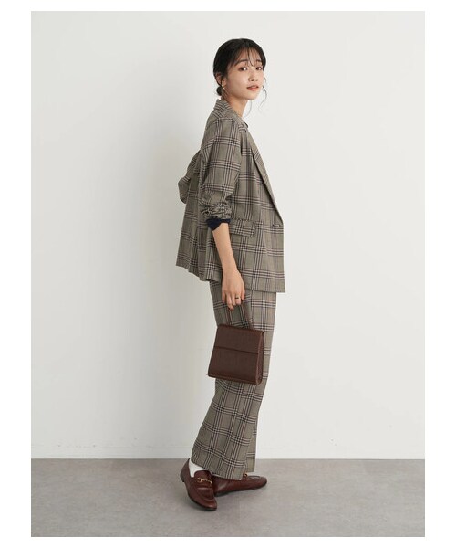 earth music&ecology(アースミュージックアンドエコロジー)の「チェックセミフレアパンツ(パンツ・チェックブルー/チェック・S/M)」の14枚目の写真