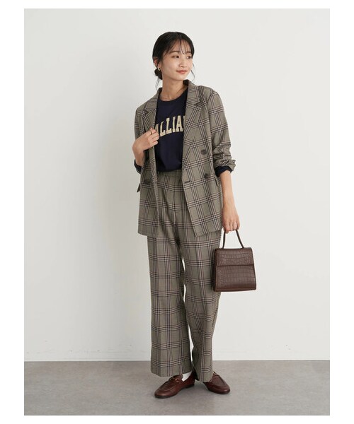 earth music&ecology(アースミュージックアンドエコロジー)の「チェックセミフレアパンツ(パンツ・チェックブルー/チェック・S/M)」の12枚目の写真