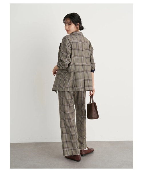 earth music&ecology(アースミュージックアンドエコロジー)の「チェックセミフレアパンツ(パンツ・チェックブルー/チェック・S/M)」の15枚目の写真