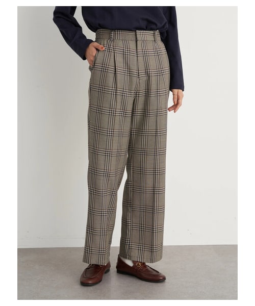 earth music&ecology(アースミュージックアンドエコロジー)の「チェックセミフレアパンツ(パンツ・チェックブルー/チェック・S/M)」の10枚目の写真