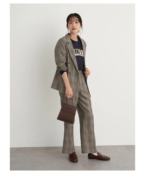 earth music&ecology(アースミュージックアンドエコロジー)の「チェックセミフレアパンツ(パンツ・チェックブルー/チェック・S/M)」の13枚目の写真